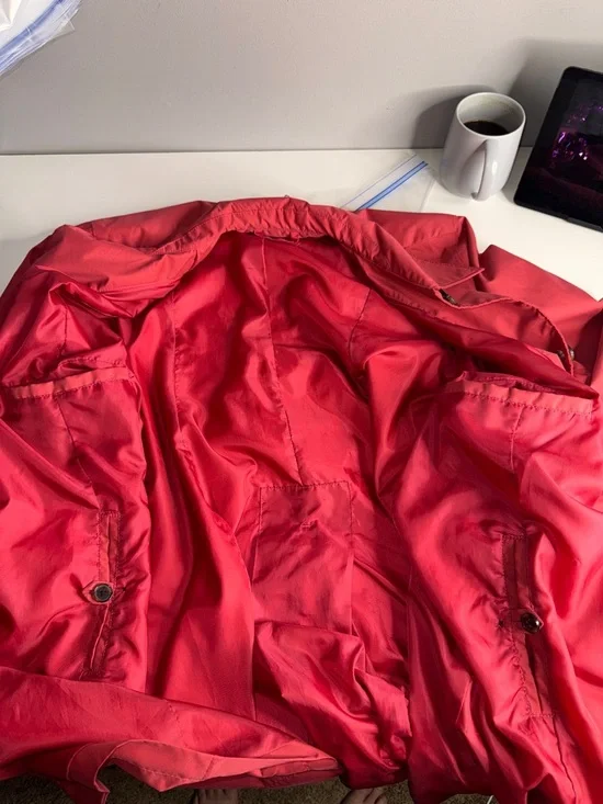 Lands’ End Fuchsia Pink Trench Coat Women’s Classic Button Front Fully Lined - Picture 13 of 13